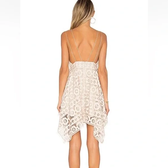 Free People Lace Just Like Honey Ivory Nude Boho Bridal Shower Dress Size 6 - Picture 3 of 15